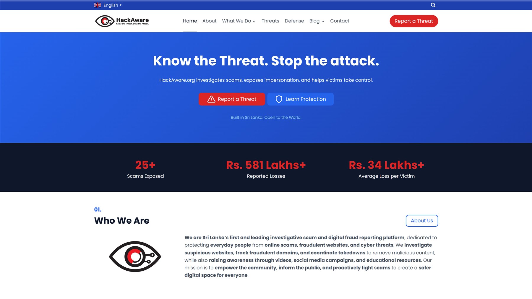 HackAware.org: Scam investigation and public awareness interface