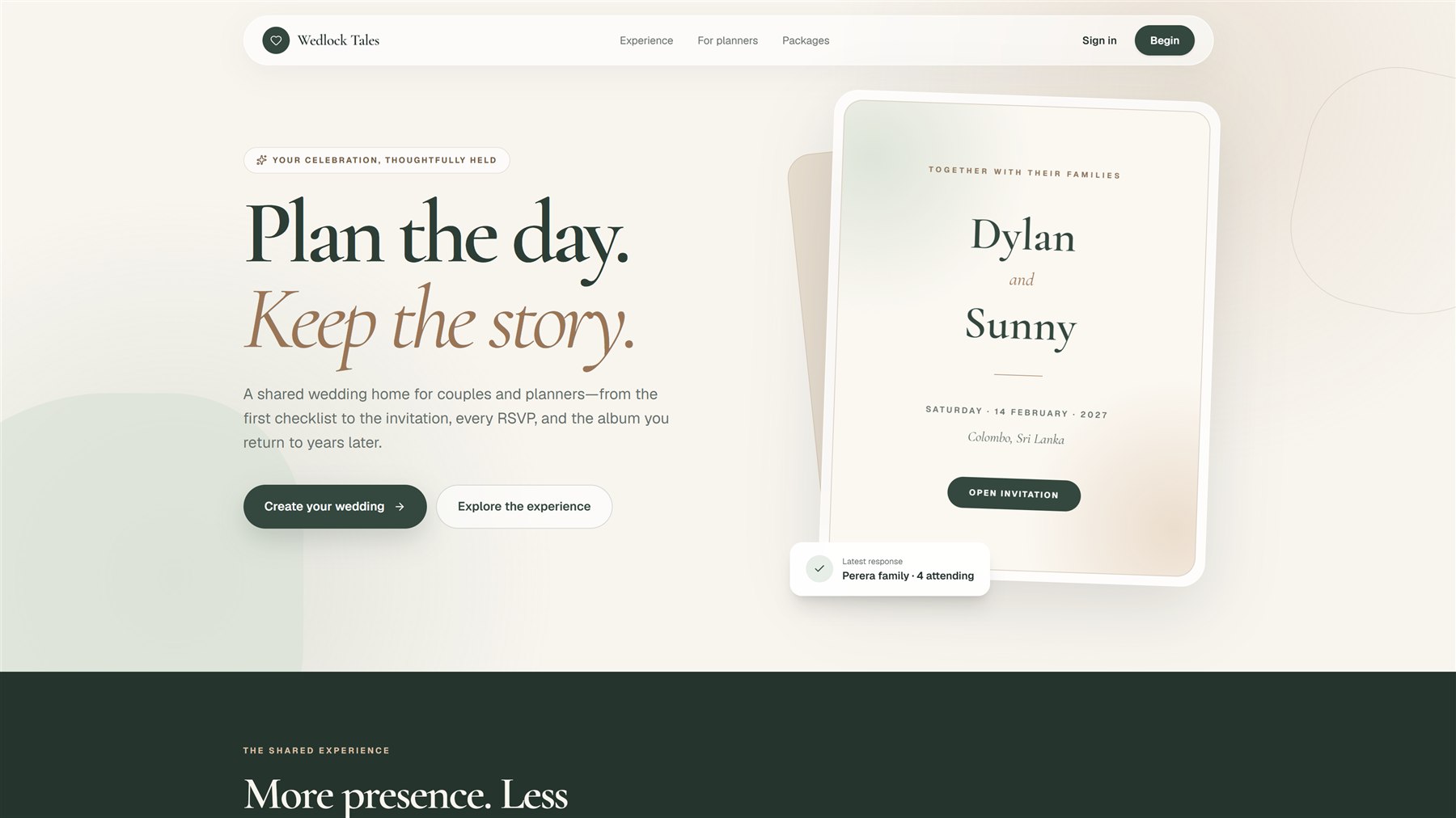 Wedlock Tales: A shared digital home for wedding planning interface